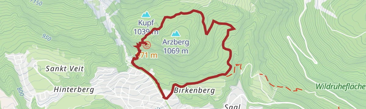 Route map: Rund um den Kupf